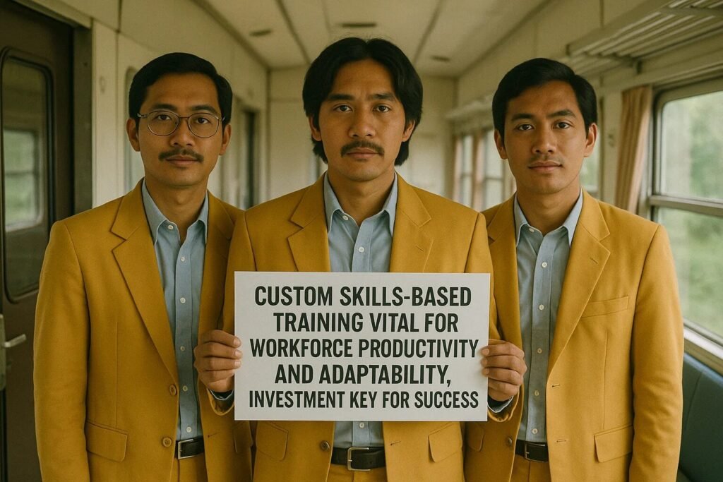 Employees engaged in a skills-based training session, focusing on productivity and adaptability in a modern work environment.