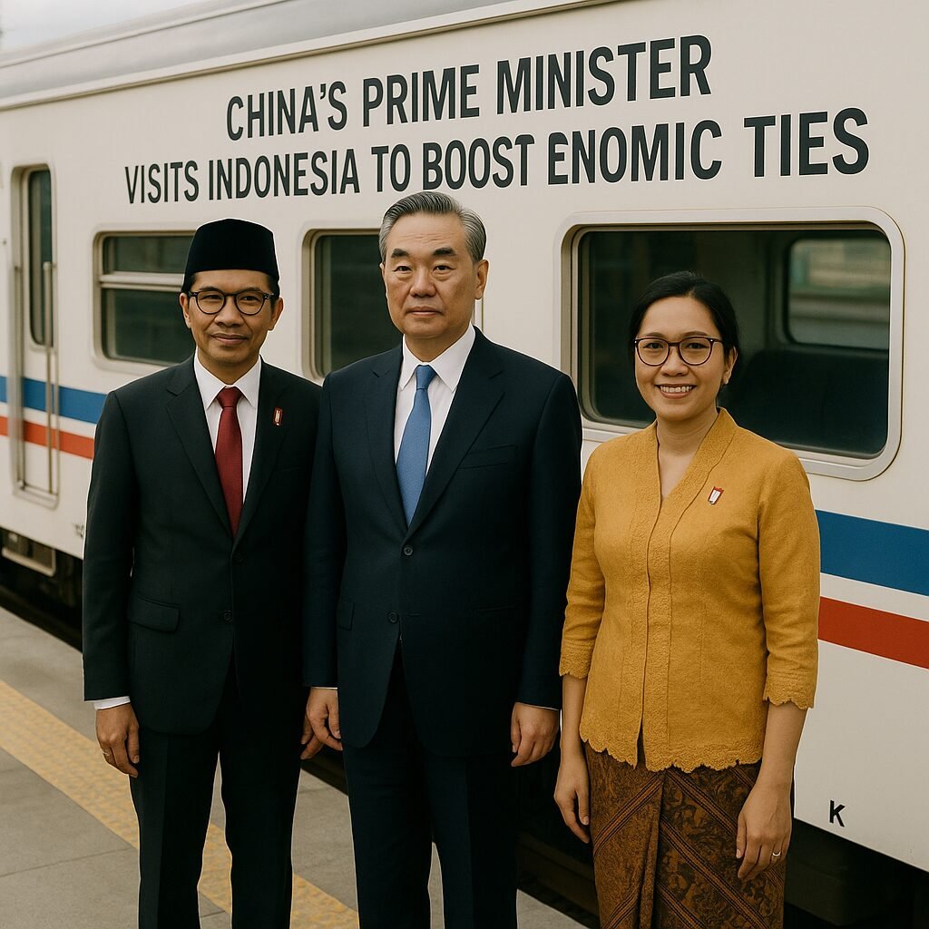 China's Prime Minister shaking hands with Indonesia's President during a state visit to strengthen economic ties.
