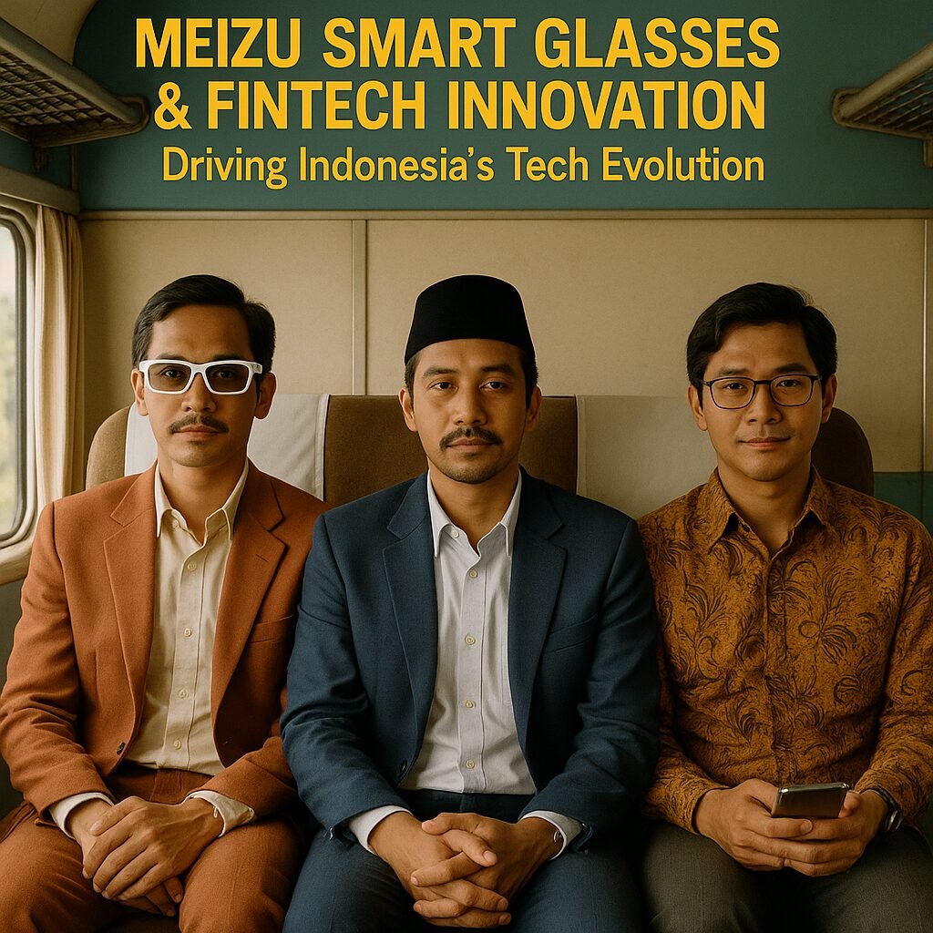 Meizu Smart Glasses displayed on a table, showcasing sleek design and advanced technology, symbolizing Indonesia's tech evolution.