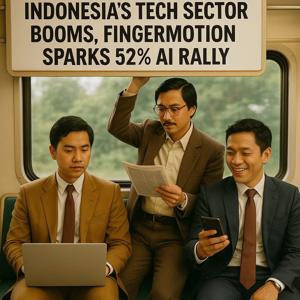 Indonesian tech professionals collaborating in a modern office, symbolizing the sector's rapid growth and AI-driven success.