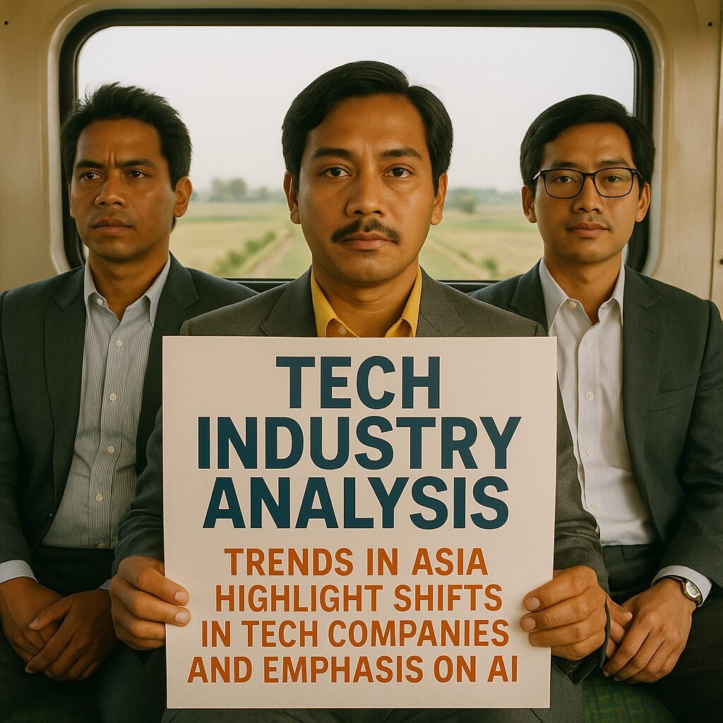 Map of Asia highlighting Indonesia, Hong Kong, and India with tech company logos and AI symbols.