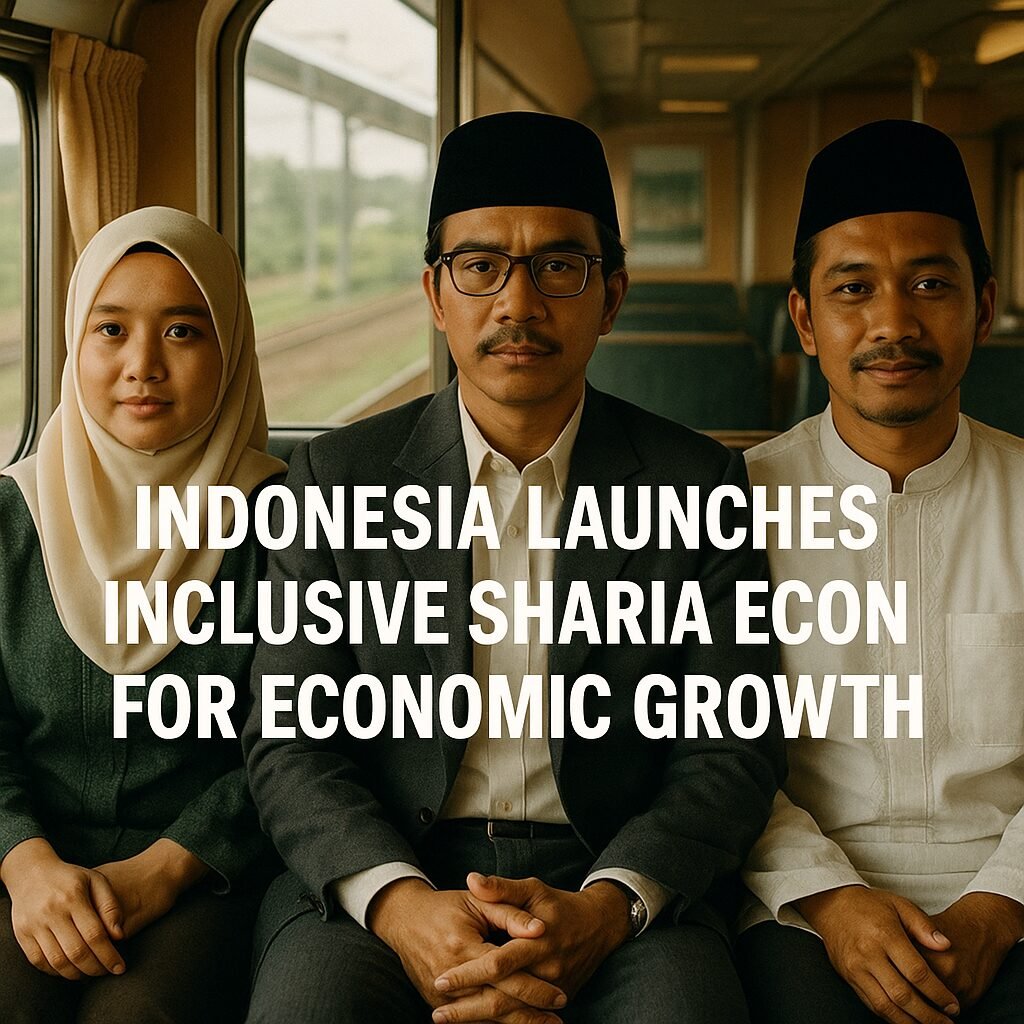 Vice President Gibran speaking at the launch of Indonesia's inclusive sharia economy initiative, promoting economic growth and inclusiveness.