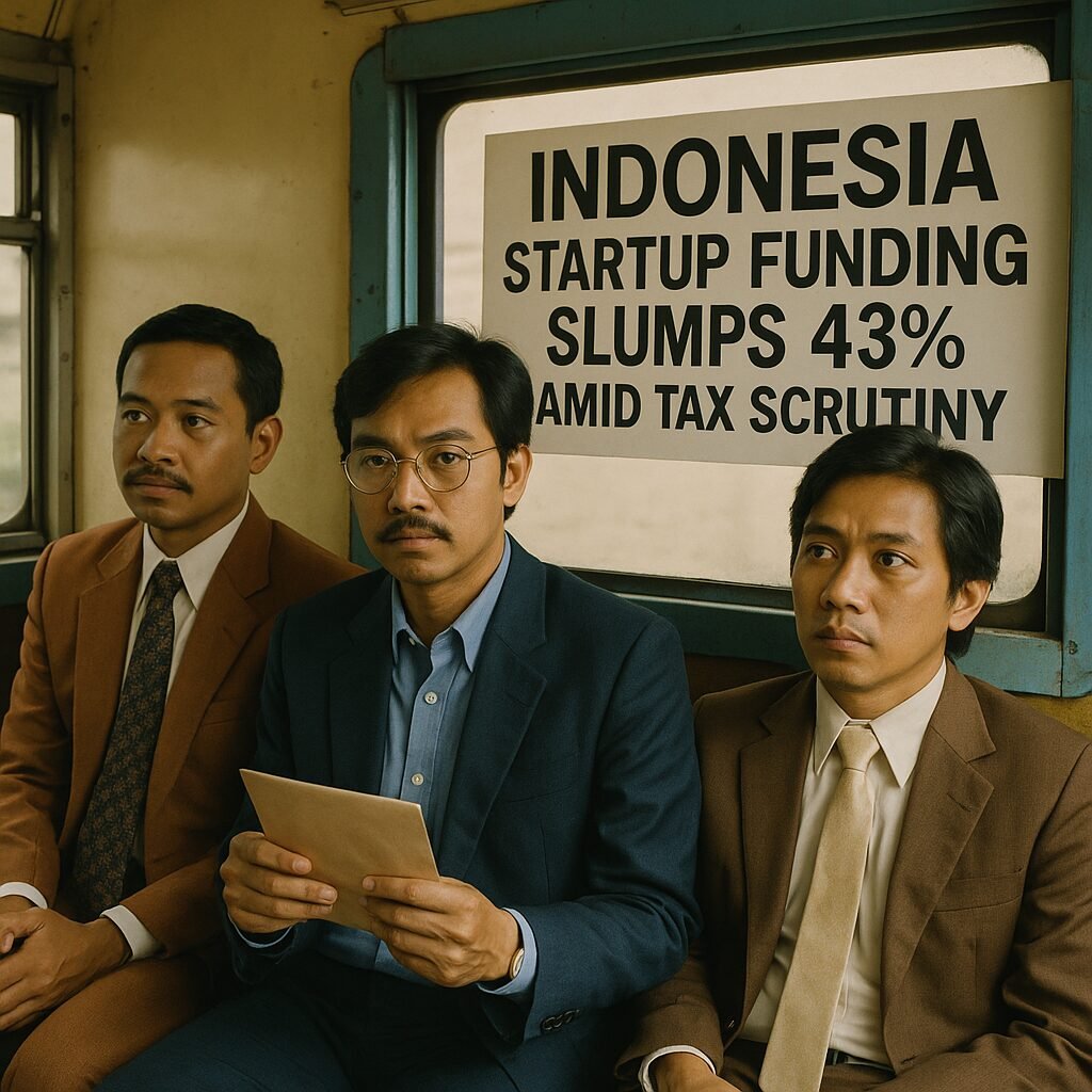 Image of a concerned businessperson analyzing financial charts, symbolizing Indonesia's startup funding decline amid increased tax scrutiny.