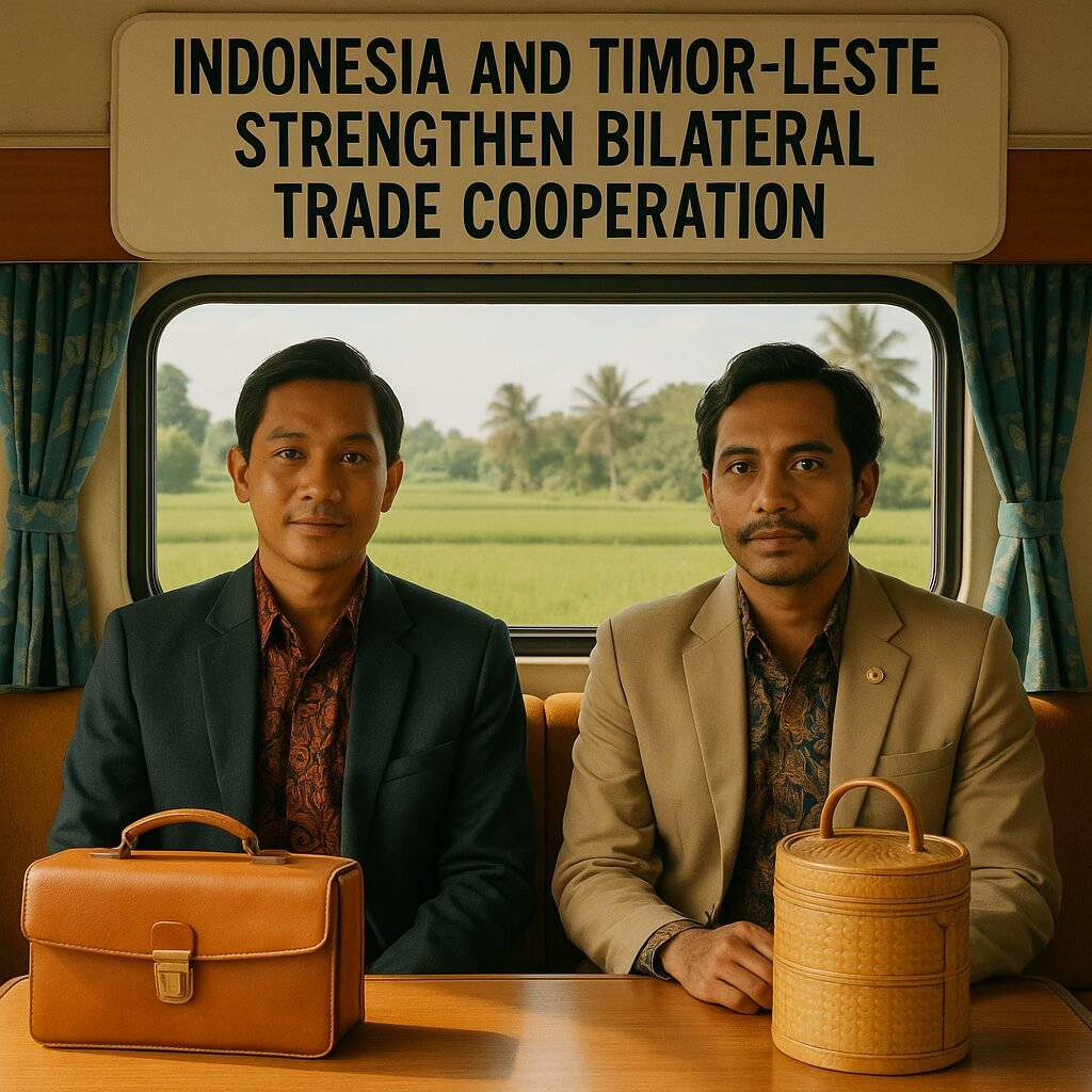 Deputy Minister Dyah Roro Esti and Timor-Leste official shaking hands, symbolizing strengthened Indonesia-Timor-Leste trade cooperation.