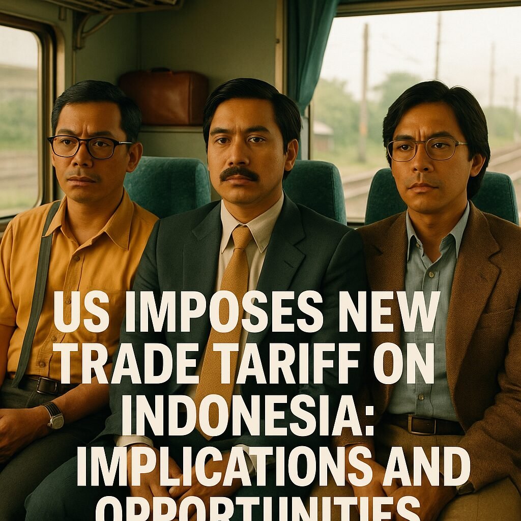 Image of Minister Yassierli speaking at a podium, discussing US trade tariffs on Indonesia and domestic industry opportunities.